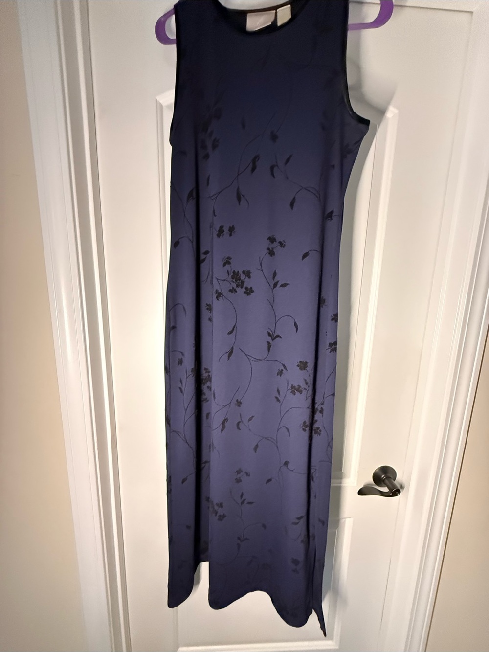Emma James Navy Maxi Dress with Black Floral Accents